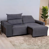 Veja detalhes lindos de capa de sofá retrátil elastex cinza da Charme